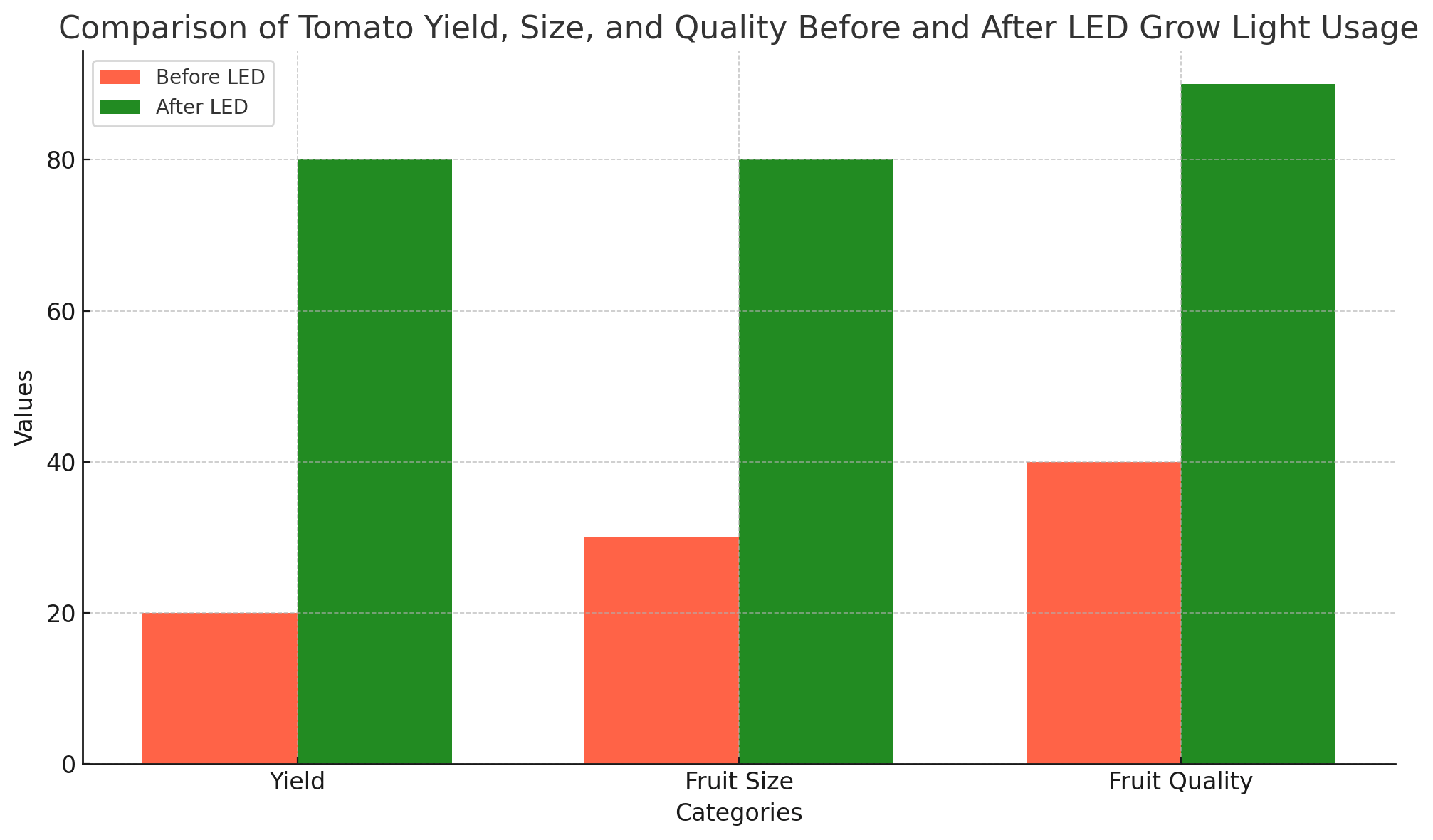 Comparison Of Tomato Yield, Size, And Quality Before And After LED Grow Light Usage